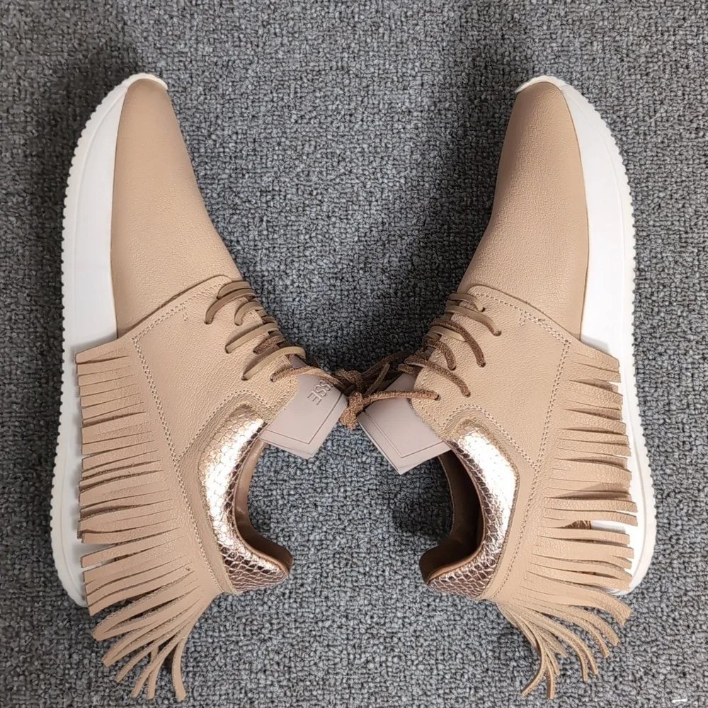 Esseutesse Leather Fringe Sneaker - Sand Tan Size 39 EU - 8.5 US - Picture 9 of 16
